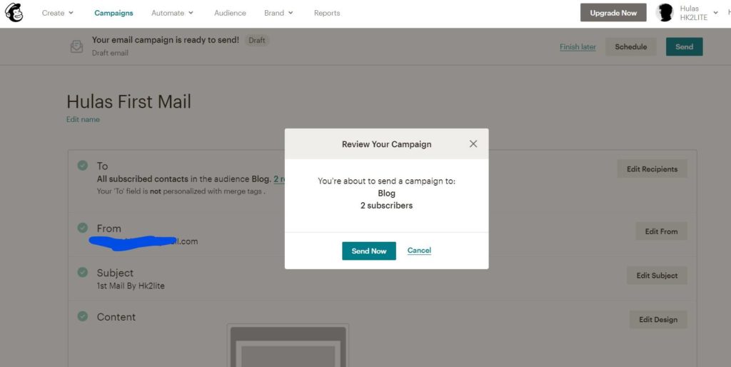 send an email, email subscription in wordpress